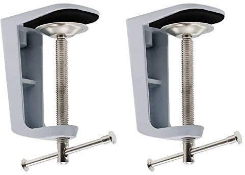 POFET 2pcs Adjustable 0-56mm/0-59mm Arm Desk Clamp Table Lamp Clip Holder Metal Stand- 2 Colors Can Choose - White, 90mm