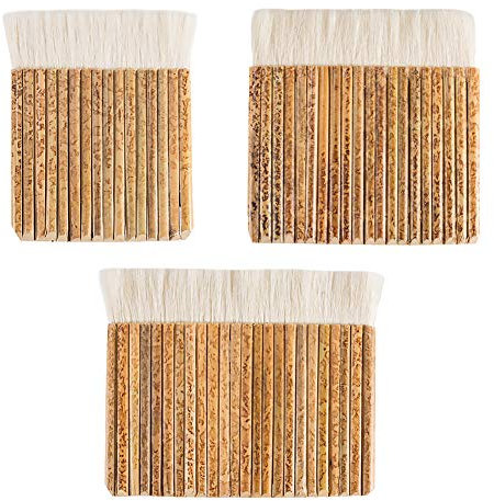 PandaHall 3pcs 3 Größen Schafhaar-Seehechtbürste, Bambusgriff Weiche Bürste Wollbürste Latexfarbe Bürste Für Ofenwäsche, Aquarell, Staubreinigung, Keramik, Keramikmalerei