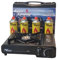 ALPEN CAMPING Réchaud à gaz portable + 4 cartouches de gaz + coffret de réchaud de camping 2 fonctions