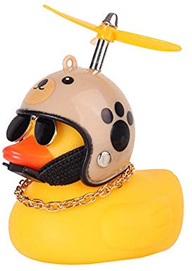 ZoliTime Gummiente Spielzeug Ornamente Gelbe Ente Auto Armaturenbrett Dekorationen Squeeze Duck Fahrrad Hörner Propeller Helm