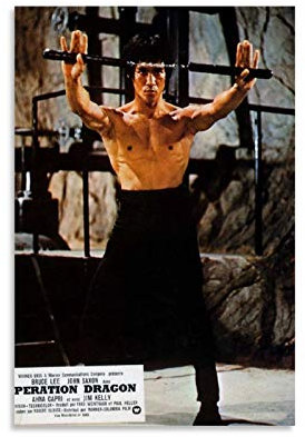 Bruce Lee mit Nunchucks, klassisches Filmposter, dekoratives Gemälde, Leinwand, Wandkunst, Wohnzimmer, Poster, Schlafzimmer, Gemälde, 60 x 90 cm
