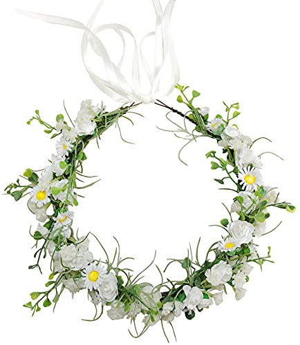Hochzeit Haarkranz Krone Blumenstirnband Blumenkrone Haarschmuck Haarkranz Blumenkranz Haarschmuck Boho Blumen Haarkranz Mädchen Blumenkranz Mit Verstellbarem Band, Für Hochzeitsfeier, Strand Party