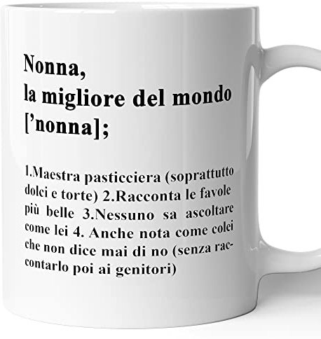 AL PRODUCTION Tazza Mug in Ceramica Nonna migliore - Tazza da thè e caffè bianca come regalo per la nonna - Idee regalo per la festa della mamma