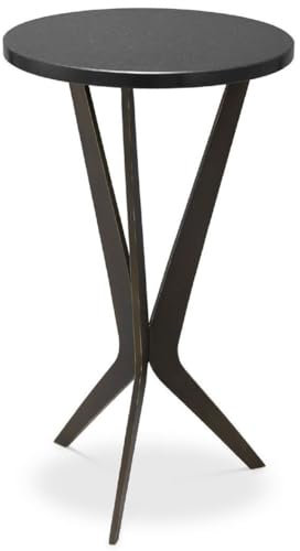 Casa Padrino Luxus Beistelltisch Schwarz/Bronzefarben Ø 30,5 x H. 52 cm - Runder Tisch mit Granitplatte und Metall Beinen - Wohnzimmer Möbel - Luxus Möbel