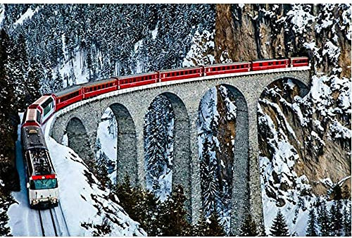 YINGXIN88 Puzzles für Erwachsene 2000 Teile Puzzle für Erwachsene Kinder Familie - Eisenbahn- und Brückenpuzzles (70x100cm)