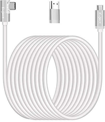Kuject Link Cable 20FT Compatible for Quest 3S/3, Quest 2/Pro, Pico 4, VR Headset Accessories Cable for Rift S/Steam VR Games, USB 3.0 Type C to C High Speed Data Transfer Cord for Gaming PC, White