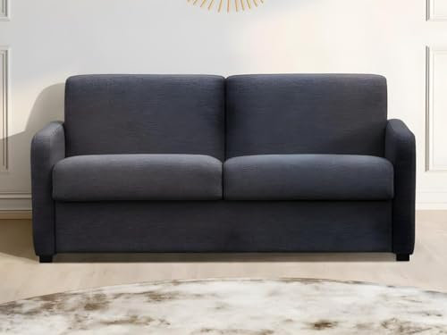 Vente-unique Schlafsofa mit Matratze 3-Sitzer - Stoff - Anthrazit - TOMAKA