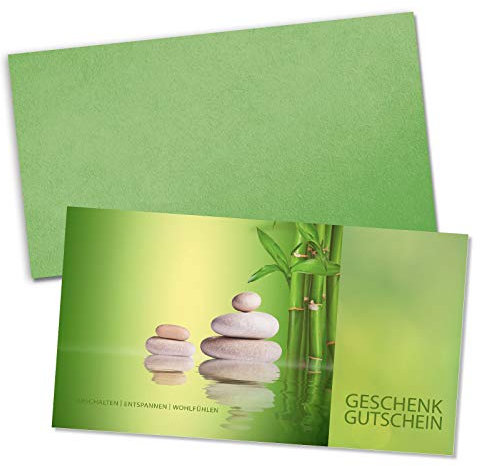 GESCHENKGUTSCHEINcom by POS-HAUER. Gutschein-Set. 25x Gutschein + Kuvert. Für Kosmetikstudios Massagen Wellness Firmen Unternehmen, blanko zum selber Ausfüllen.