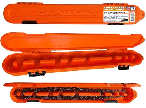 Chain Locker Original Chainsaw Chain Storage Case Orange Organization Box Universal for 6”, 8”, 10”, 12”, 14”, 16”, 18” and 20” Blade Chains Made in USA