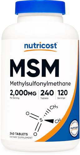 Nutricost MSM Tablets (Methylsulfonylmethane) 2000mg Per Serving, 120 Servings, 240 Tablets - Non-GMO and Gluten Free