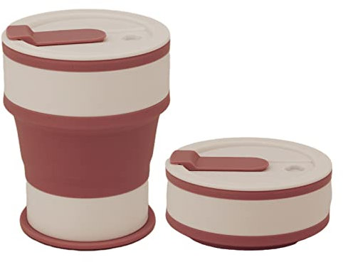 Joyrses Silikon-Faltbecher, faltbarer Kaffeebecher, Reise-Campingbecher, mit versiegeltem Deckel, hitze- und kältebeständig, 550ml, gefaltet:5cm(Violett)