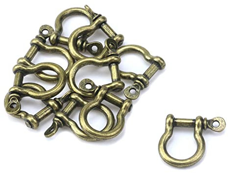 Semetall 10 Stück Metall D-Ringe 15 mm Hufeisen Form Schlüsselringe Schraube in Schäkel U-Form D-Ring für DIY Leder Bastelzubehör Bronze