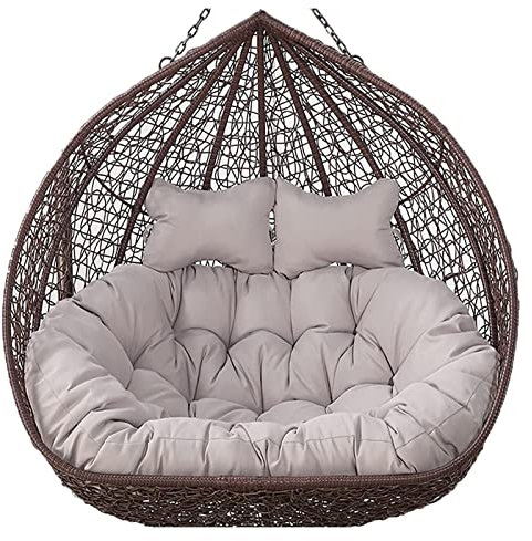 GYANG Washable Thick Large Double Persons Wicker Swing Chair 2 Seater Egg Chair Cushion Replacement Waterproof And Sun Resiatant 22.6.6 (Color : Grey)