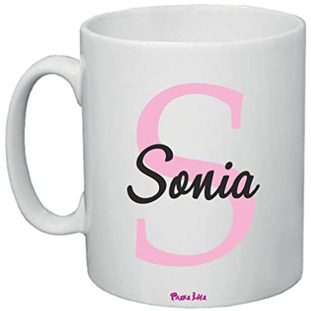Tazza Mug Con Nome Sonia Personalizzabile Con Iniziale In Ceramica - 300ml - Ceramica - Moderno - Colazione e Relax - Regali Personalizzati