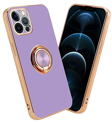 Cadorabo Hülle kompatibel mit Apple iPhone 12 PRO MAX Schutzhülle TPU Silikon Case mit Ring Design mit Kameraschutz Slim Kratzfest Gummi mit Rundumschutz Case Hülle für iPhone 12 PRO MAX in Lila