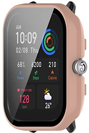 BoLuo Silicona Funda para Huami Amazfit GTS 4 Mini Watch Case,PC Plating Película Templada Caso Smartwatch,Protectora Cover Case Skins Shell Bumper para Huami Amazfit GTS 4 Mini Watch (rosado)