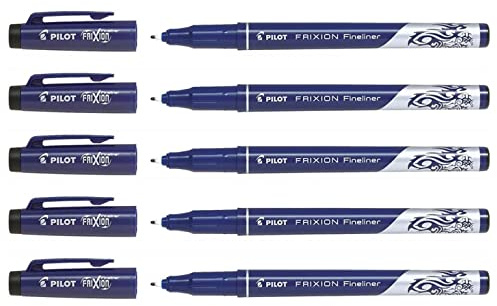 PILOT Fineliner Frixion Filzstifte, abwischbar, Schwarz, 5 Stück