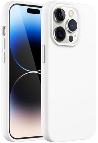 JETech Silikon Hülle für iPhone 14 Pro 6,1 Zoll, Ganzkörper Handyhülle mit Seidig-Weicher Berühren, Stoßfest Schutzhülle mit Mikrofaser-Futter (Weiß)