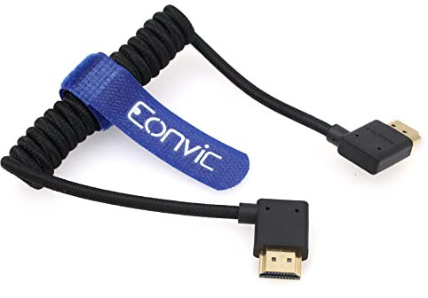 Eonvic Cavo a spirale HDMI 2.1 8K da HDMI a HDMI, ad alta velocità, sottile, da maschio a maschio, cavo intrecciato a spirale per monitor Atomos Ninja V, Sony a7siii, Portkeys BM5
