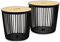 Prime Garden® Multi Korb Drahtkorb Korbtisch Kaffeetisch Tisch für Garten Haus Büro - Anthrazit (25 Liter / Ø34cm x 33cm + 35 Liter / Ø39cm x 37cm)
