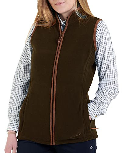 Hazy Blue Premium Womens Sofia Fleece Gilet | Waistcoat | Bodywarmer | Classic Fit Warm Country Gilet Jacket – Khaki - 14