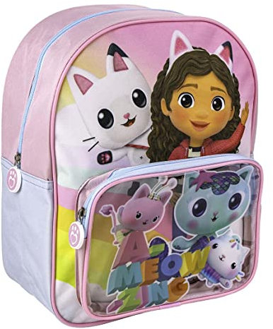 Mochila Escolar de Gabby's Dollhouse - Cierre de Cremallera - 25 x 30 x 12 cm - Mochila Infantil con Bolsillo Delantero - Asas Acolchadas - Producto Original Diseñado en España
