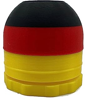 Exoda AHK Abdeckkappe Schwarz-Rot-Gold mit Stabiler Schraubkappe | Schutzkappe für AHK, Sicherheitsverschraubung, wetterfest, Abmessungen: 6 cm x 6 cm, Innendurchmesser: 5,10 cm