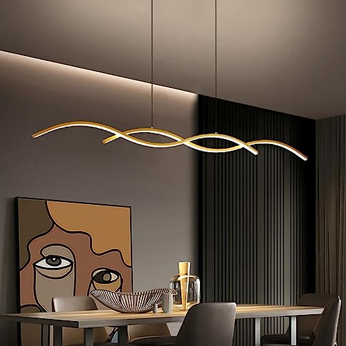 Bellastein Moderne LED pendelleuchte esszimmer dimmbar hängelampe esstisch schwarz, Wohnzimmer Küche Hängend Lampe Moderne Kreative Designer Kronleuchter Büro Leuchten Deckenleuchte (Gold, L120cm)