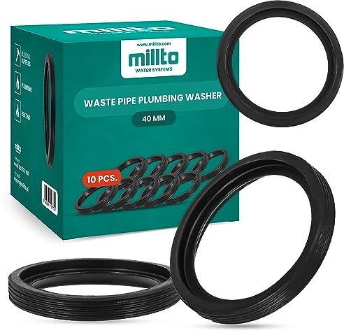 10x Millto™ Gummiring Dichtung 40mm Gummi Dichtungsring Ring Unterlegscheibe Rohrdichtung Kunststoffrohrdichtung Sanitärunterlegscheibe PP-Rohrdichtung PVC-Rohrdichtung O-Ring für Abwasserrohre