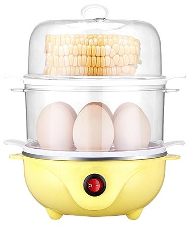 KALWEL, Olla de huevos hervidos de 110 V, vaporera de huevos, máquina de caldera de huevos, escalfador de huevos, olla de huevos para microondas, olla rápida de huevos de doble capa, cocina hasta 14
