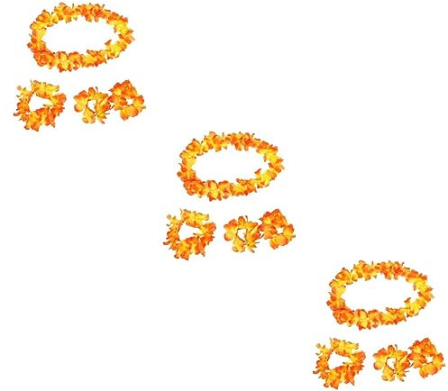 Abaodam 12-teiliges Set Armband Sommer Blumenkranz Stirnband Party Gefälligkeiten Sommer Blumenkette Hula Haarschmuck Tropischer Blumenkette Mottoparty Kostüm Hawaii Blütenblatt
