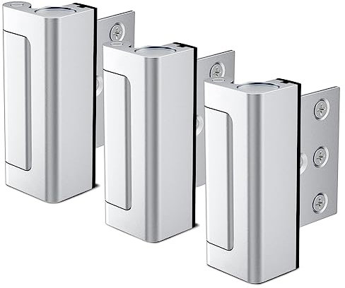 Povxlum 3 Pcs Door Reinforcement Lock,Aluminium Alloy U Door Reinforcement Lock 3Inch Security Door Lock Home Proof Door Stopper