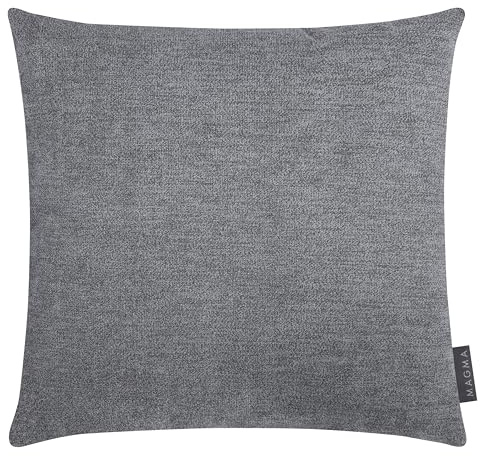 MAGMA Alfa Kissenbezug 40x40 cm - anthrazit,- samtig weich kuscheliger Velour Look, rechteckiger Kissenbezug, für Wohnzimmer, Schlafzimmer, Büro und Gästezimmer Waschbar