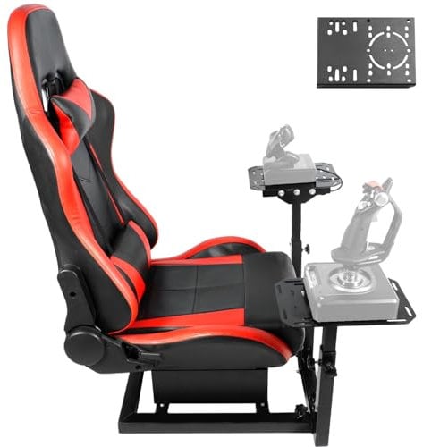 Anman G29 New Racing Flight Cockpit(40MM Square Tubes) with Red Seat Fit for Logitech G923,Thrustmaster T300RS T150S TX,Fanatec Sim Gaming Stand Without Wheel, Pedal,Handbrake