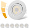 cloksh LED Einbaustrahler 230V Flach Dimmbar Weiß LED Spots 3 stufe Dimmbar 6W IP44 Bad Einbauleuchten Deckenspots,Warmweiß 3000K Schwenkbar Einbauspots für Badezimmer Küche Wohnzimmer,6er Set