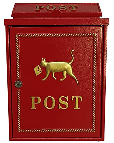 Letter box,Postbox,European Mailboxes for Outside Wall Mount Locking Mailbox, Outside Cast Iron Mailboxes Post Box, Security Water Proof Post Box for Houses Patio Gardens Front Door ( Color : Red )