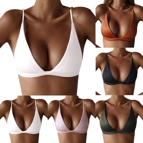 Rpporm Damen Bügelloser BH Triangel Atmungsaktive T-Shirt BH Ohne Bügel Sexy Unterwäsche Soft BH Sportlich Bra Cami Yoga Bustier Crop Dessous Bralette Top