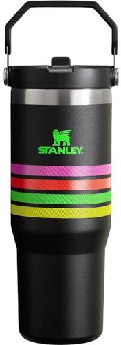 STANLEY IceFlow Trinkhalm-Becher aus Edelstahl (Neon Multi Mesh Stripe, 850 ml)