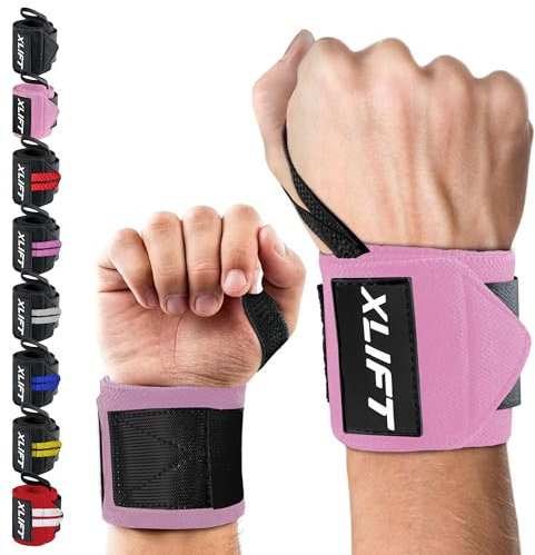 xlift Handgelenk Bandagen Gym - Wrist Wraps Gym - Handgelenk Bandagen Fitness – Handgelenkbandagen Kraftsport für Fitness - Handgelenkstütze, Bodybuilding, Calisthenics & Crossfit (Rosa)
