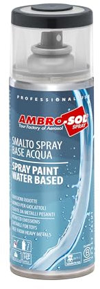 Ambro-Sol Smalto Spray a Base Acqua, a Basse Emissioni, Ritocco per Metalli, Legno, Vetro, Ceramica e Plastica, Conforme EN 71-3, Colore Grigio Antracite RAL 7016, 400 ml