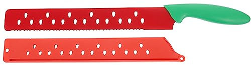 HOLIDYOYO Gezackter Wassermelonenschneider aus Edelstahl Großes Messer mit Hülle für Küche und Backen für Brot und Gebäck