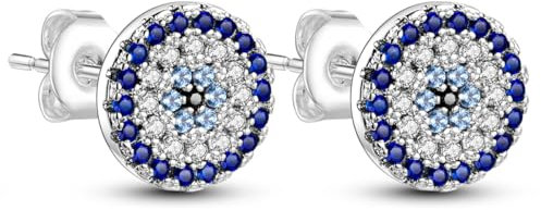 Cycuff 925 Sterling Silber Ohrringe Ohrstecker Bunte Cubic Zirkonia Schmuck Ohrstecker für Frauen Set Ohrring Geschenke für Sie (Teufelsauge-Ohrringe)