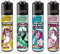 Clipper Feuerzeuge, Set mit 4 Stück, außergewöhnliche Motive (Unicorn Slogan)