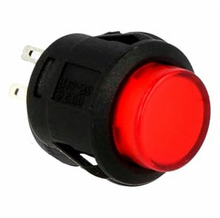 Pulsador empotrable de 16A y 23mm, redondo, ideal para control de iluminación y dispositivos eléctricos en instalaciones domésticas.