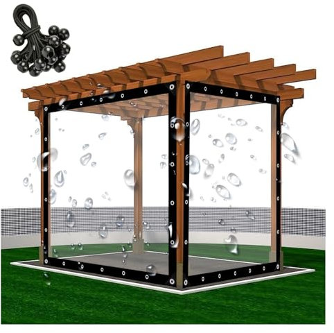 Panneaux de clôture de Patio en Vinyle Transparent, Rideaux extérieurs imperméables et Coupe-Vent, Panneaux latéraux pour Jardin, terrasse, Gazebo, pergola (Taille : 5 x 3,5 m)