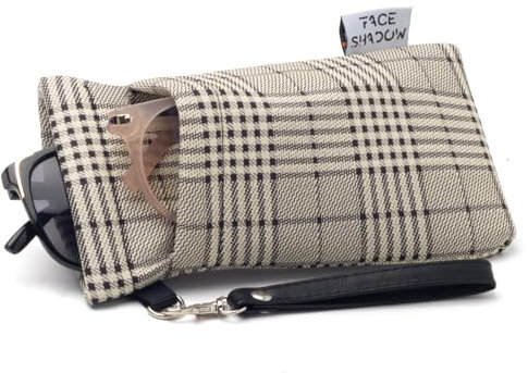 Face Shadow Brillenetui Weich für 2 Brillen Sonnenbrille Etui mit Schnappverschluss, Brillentasche Damen Herren, Sunglasses Glasses Case