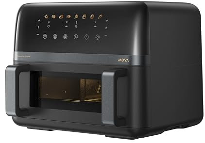 Mova Friggitrice ad aria AeroChef FD20 Pro: vano doppio da 9 L, SyncFinish, 2.700 W, croccantezza rapida, riscaldamento 40°-230°C, circolazione termica, interno in metallo, 7 preimpostazioni