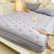 Lirzxin Spannbettlaken 180x200 cm, Boxspringbett Baumwolle Einfarbig mit Gestickt Lavendel Bettlaken Doppelbett und 2 Kissenbezüge Weiches und Atmungsaktives, Grau