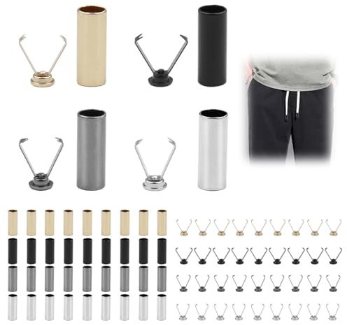 40 Boucles de Cordon en Métal, Embouts Métalliques pour Cordon en 4 Couleurs, Extrémités de Lacets, Accessoires de Mode pour Corde, Lacets, Sweatshirts et Projets DIY