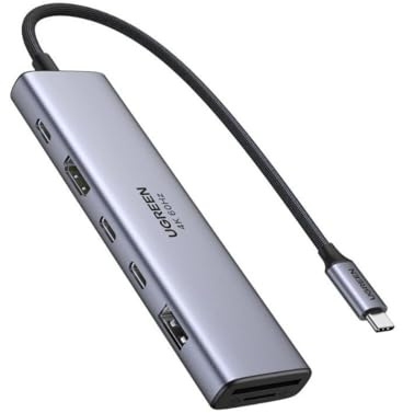USB-C Hub UGREEN Revodok 7 en 1 HDMI 4K60Hz 2xUSB-C3.2 USB-A3.2 SD/TF PD100W Grau